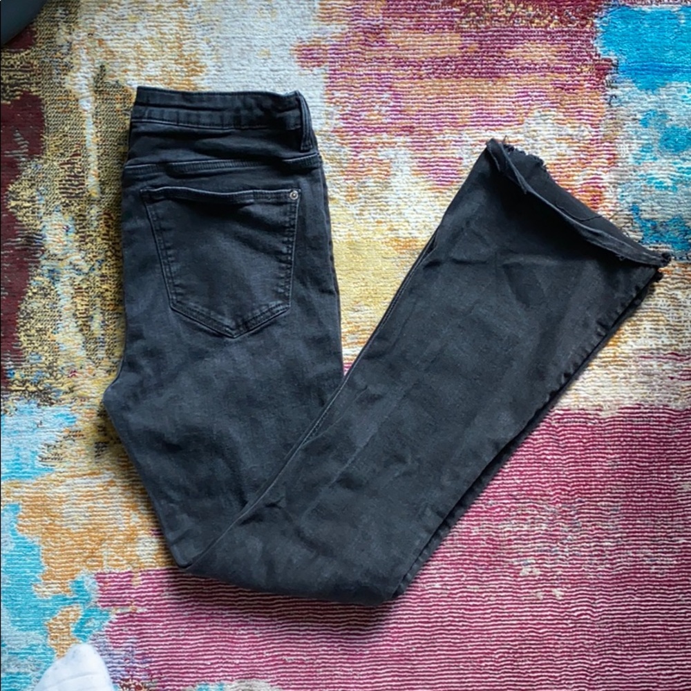 Mango Black Flare Jeans with raw hem